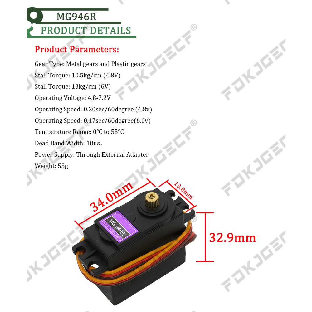 4 Servi Digitali MG945 Con Ingranaggi In Metallo Per Aereo RC Modellismo - 55g