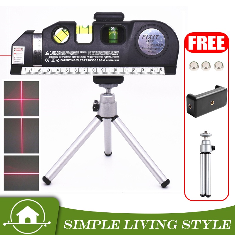 【Free Holder+Battery】Multifunctional Laser Leveler measure Line 8ft ...