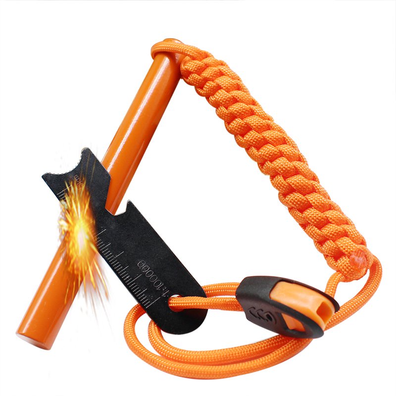 Camping Flint Rod Paracord Handle Ferrocerium Ferro Flint Fire Starter ...
