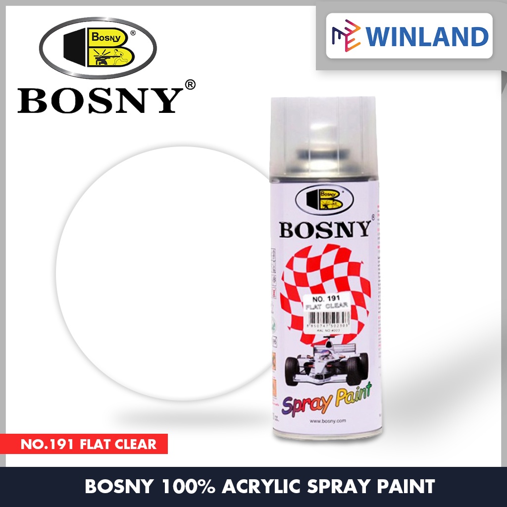 Bosny By Winland 100 Acrylic Spray Paint Flat Clear No191 Spraypaint