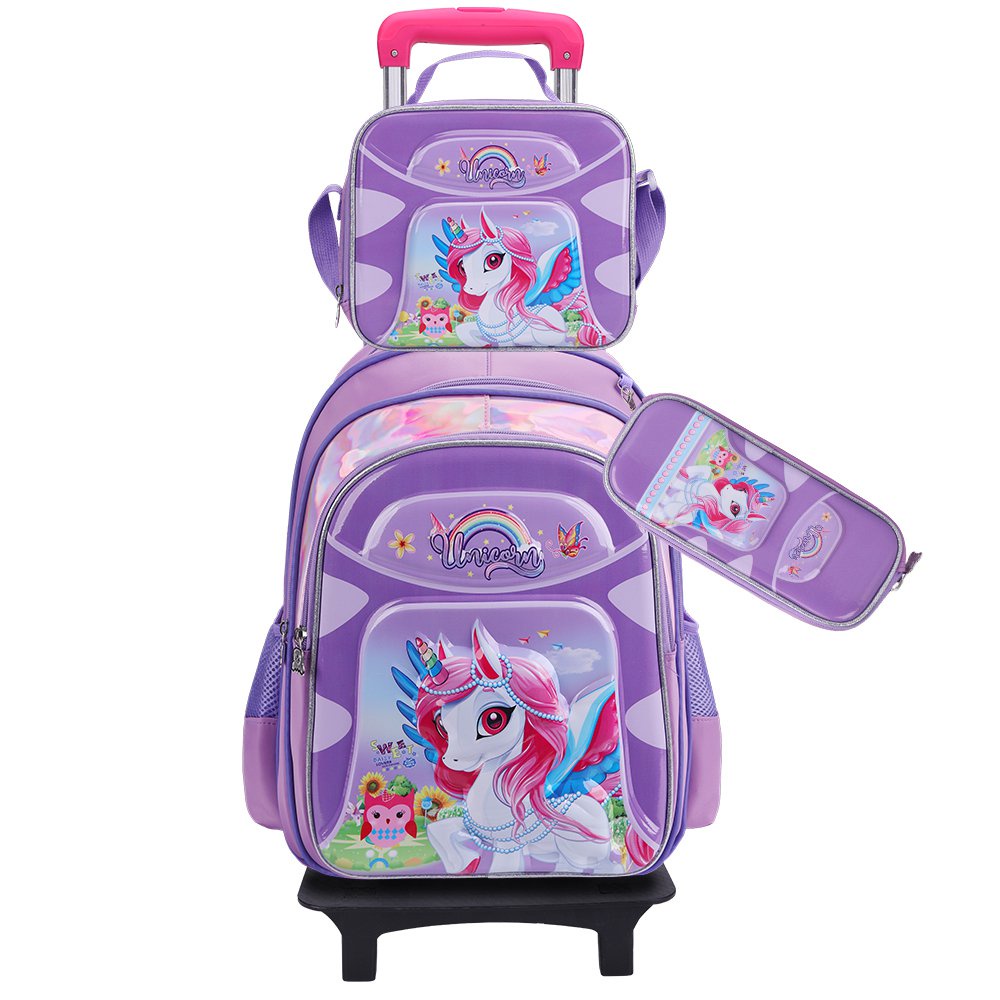 2023 New 3D Cartoon 3 in 1 School Trolley Bags Set With Wheels | Shopee ...