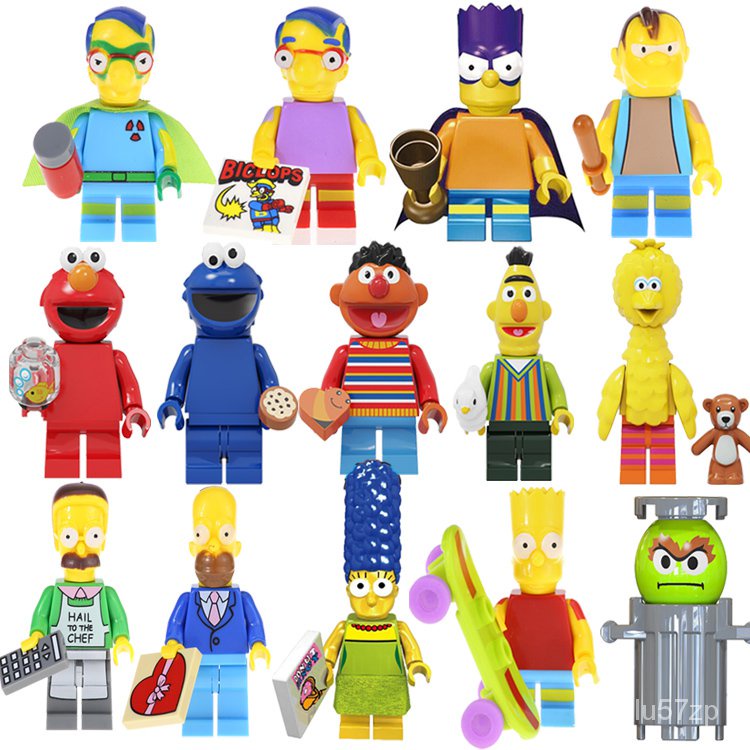 Cartoon series Sesame Emie Figures The Simpson Building Blocks Bricks ...