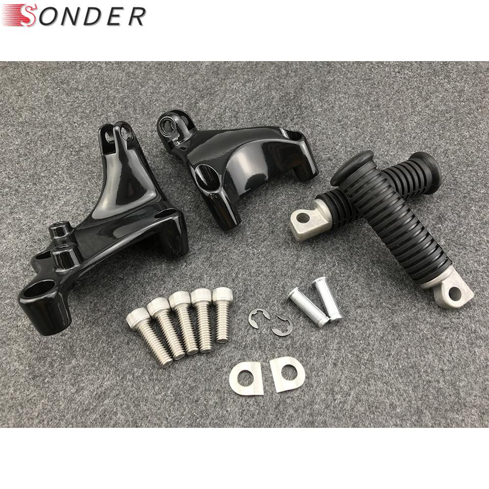 For Harley Rear Passenger Footrests Footpegs w/ Mounting Brackets