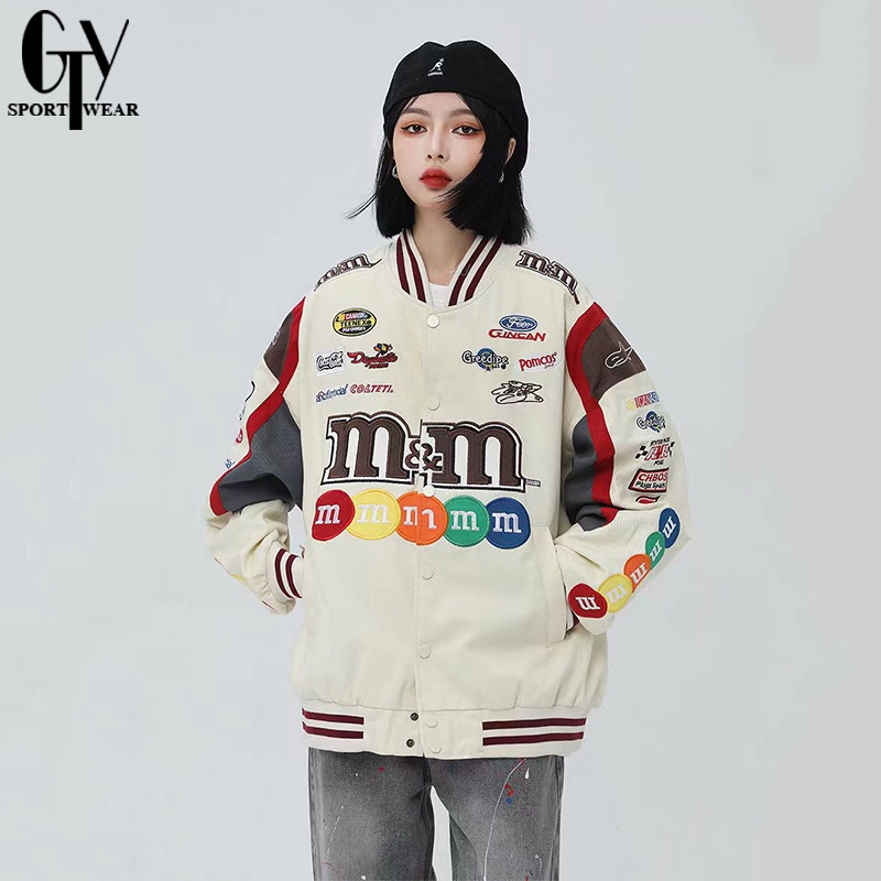 GTY M&M American Embroidered Vintage Couple Baseball Varsity Jacket ...