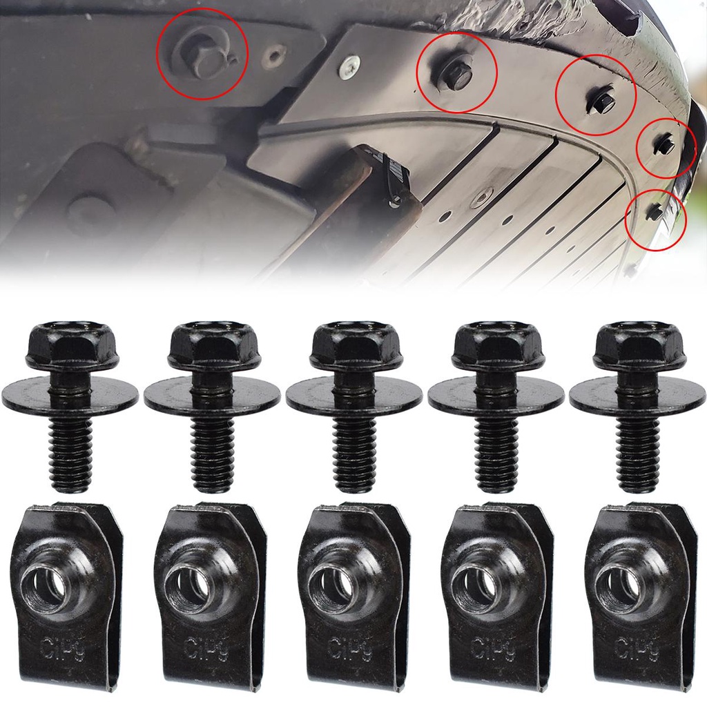 Car Body Bolts & U-nut Clips M6 Engine Cover Undertray Splash Shield ...