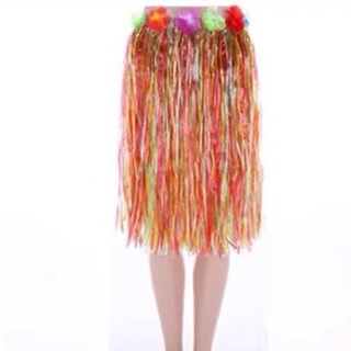 ☬☌Hawaiian Hula Grass Skirt Fancy Dress Flower Long Hawaiian Tropical Hula  Luau Grass Dance costume