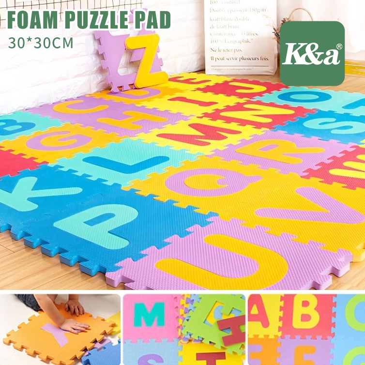 K&A 30*30 CM Digital Animal Pattern Puzzle Play Mat Baby Play Mat for