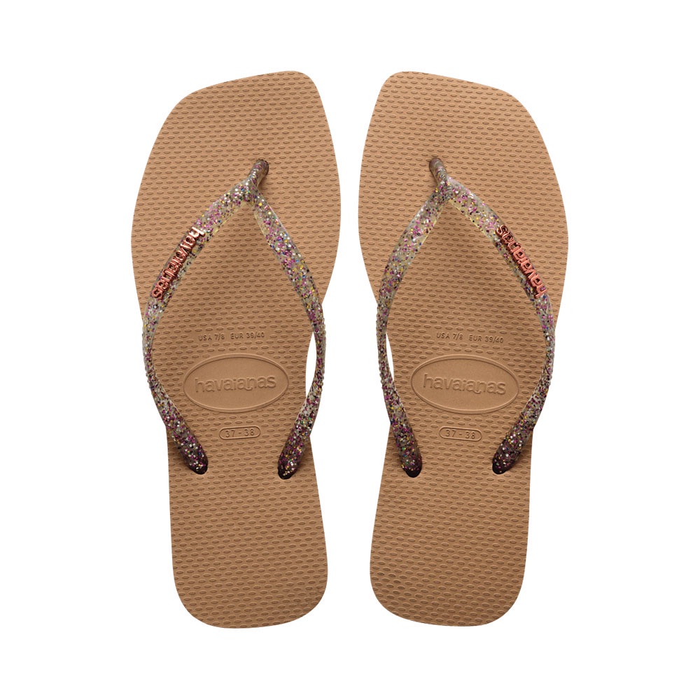 Havaianas Slim Square Logo Metallic Rose Gold Shopee Philippines