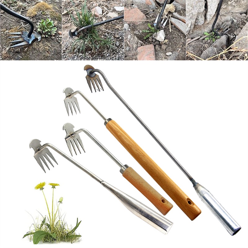 Weeding Uprooting Tool Steel Weed Puller 4 Teeth Weeder Digging Root ...