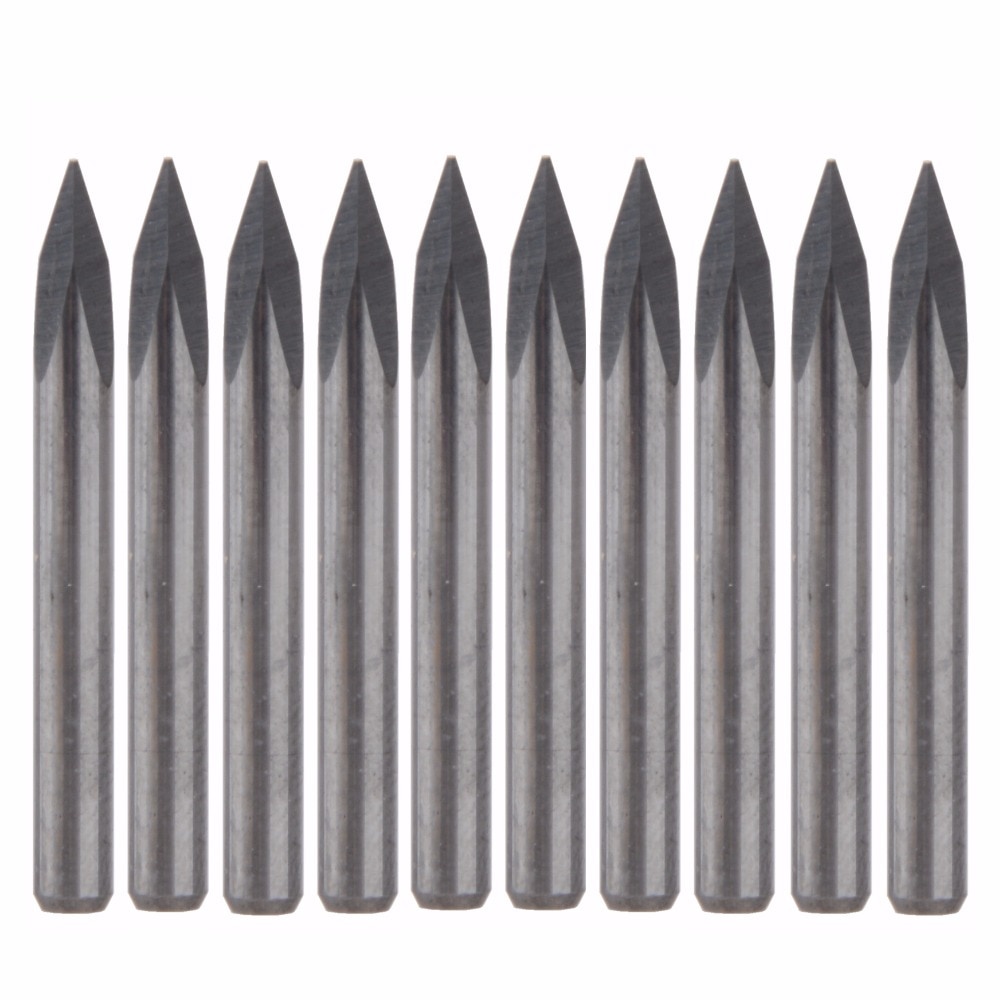 유10Pcs 30 Degree Carbide Steel CNC Router Pyramid engraving Bits 0.3mm ...