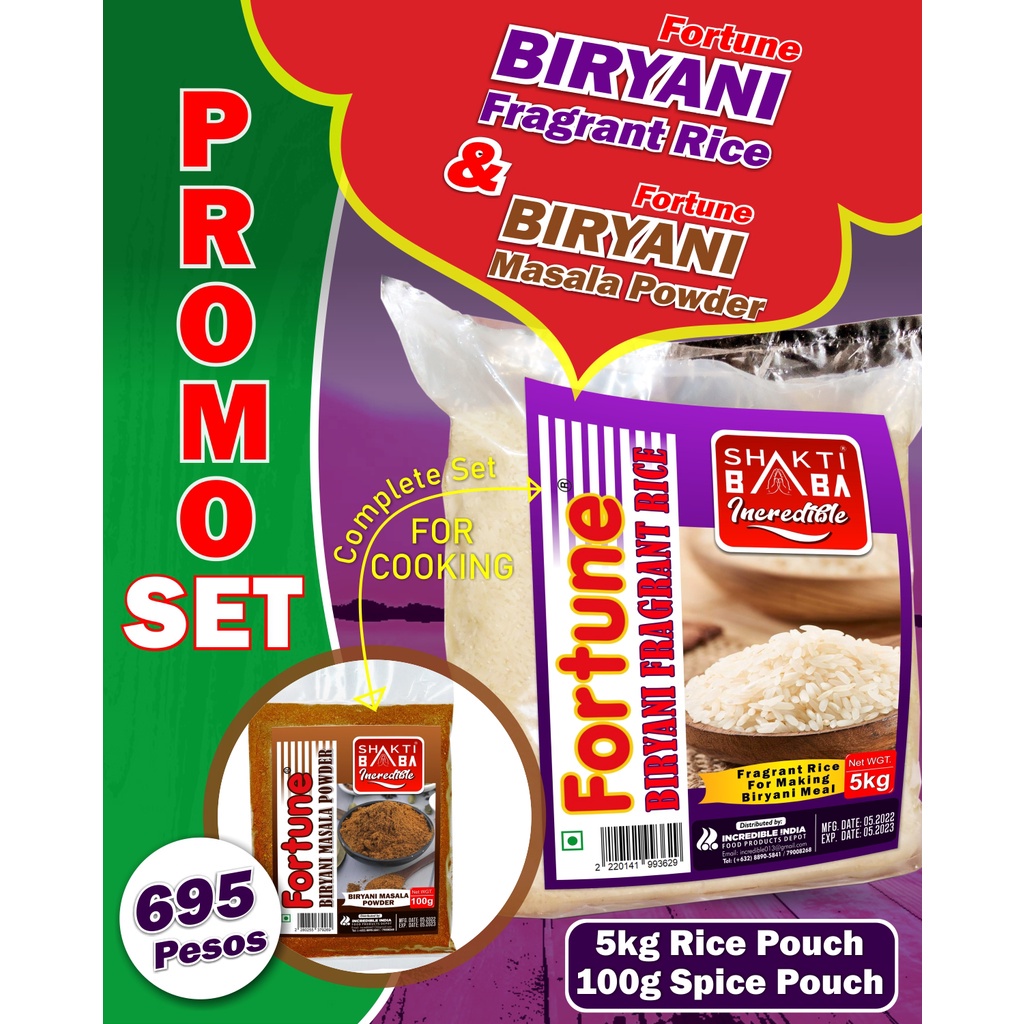 ஐ♈Fortune Biryani Fragrant Rice & Biryani Masala Promo 5kg & 100g Spice