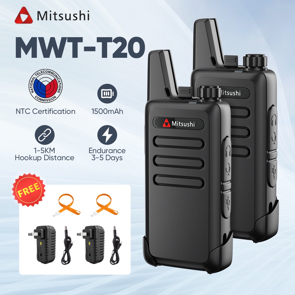 Mitsushi MWT-T20 Set of 2 Intercom Walkie Talkie Two Way Radio 16 ...