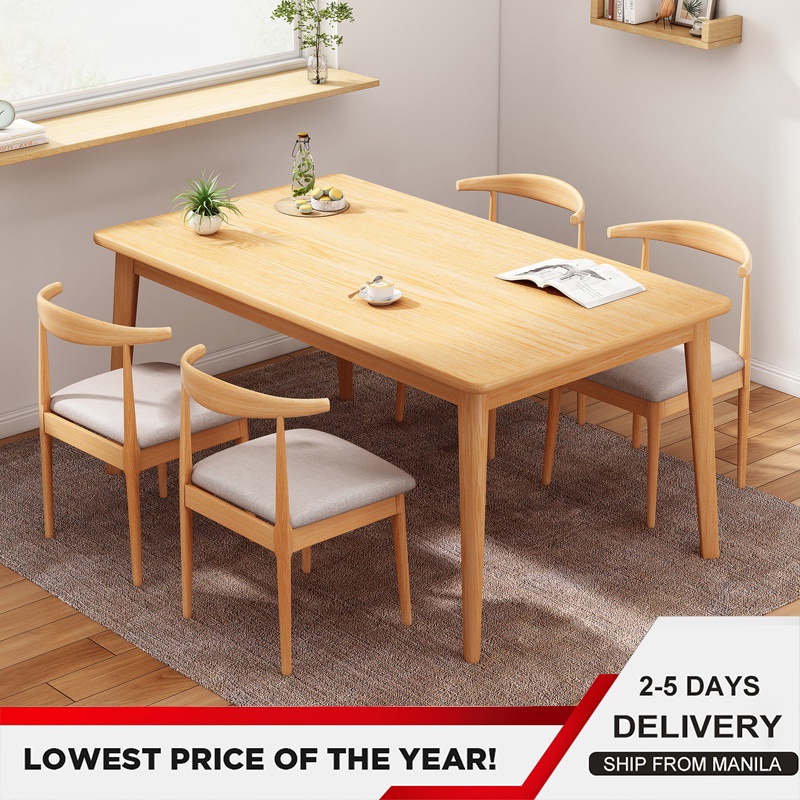 Saint Villa log table and chairs solid wood dining table family