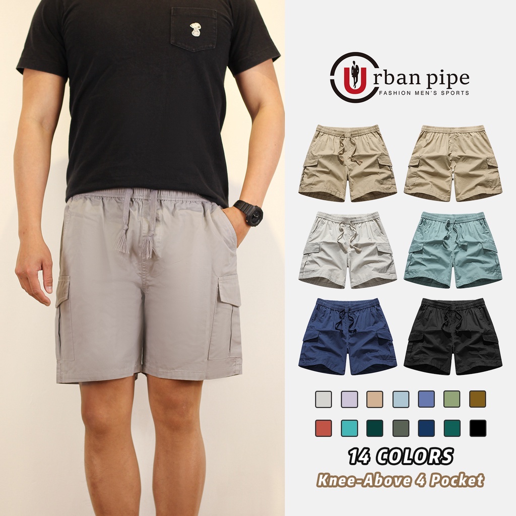 URBAN PIPE Chino Cargo Shorts For Men 4 Pocket Knee-Above Buttons ...