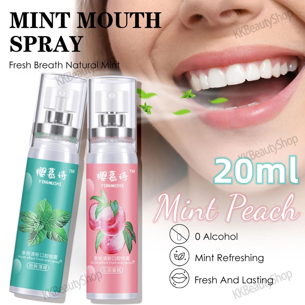 20ML Mouth Spray for Bad Breath Mint Peach Breath Freshener Lasting