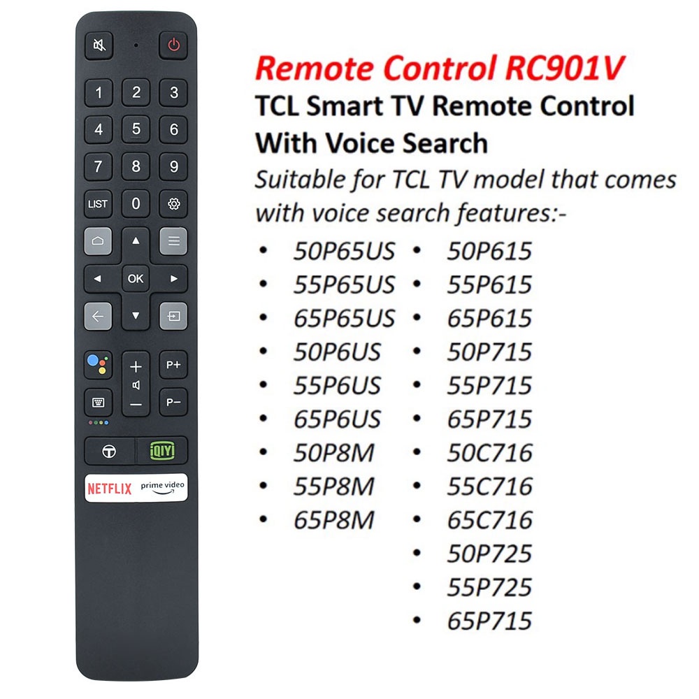 For TCL 4K LED Android Smart TV New RC901V FMR6 Voice Remote Control w ...