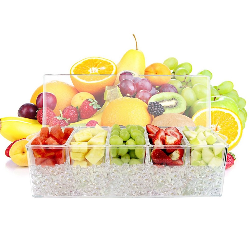 QT3I Condiment Server on Ice, Chilled Caddy with 5 Removable