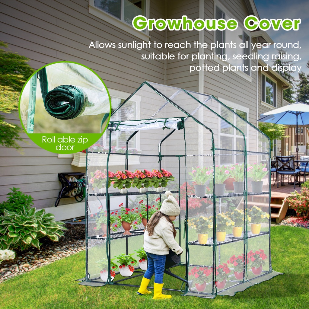 HWDM Mini Greenhouses PVC/PE Garden Walk In Greenhouse Cover Plants ...