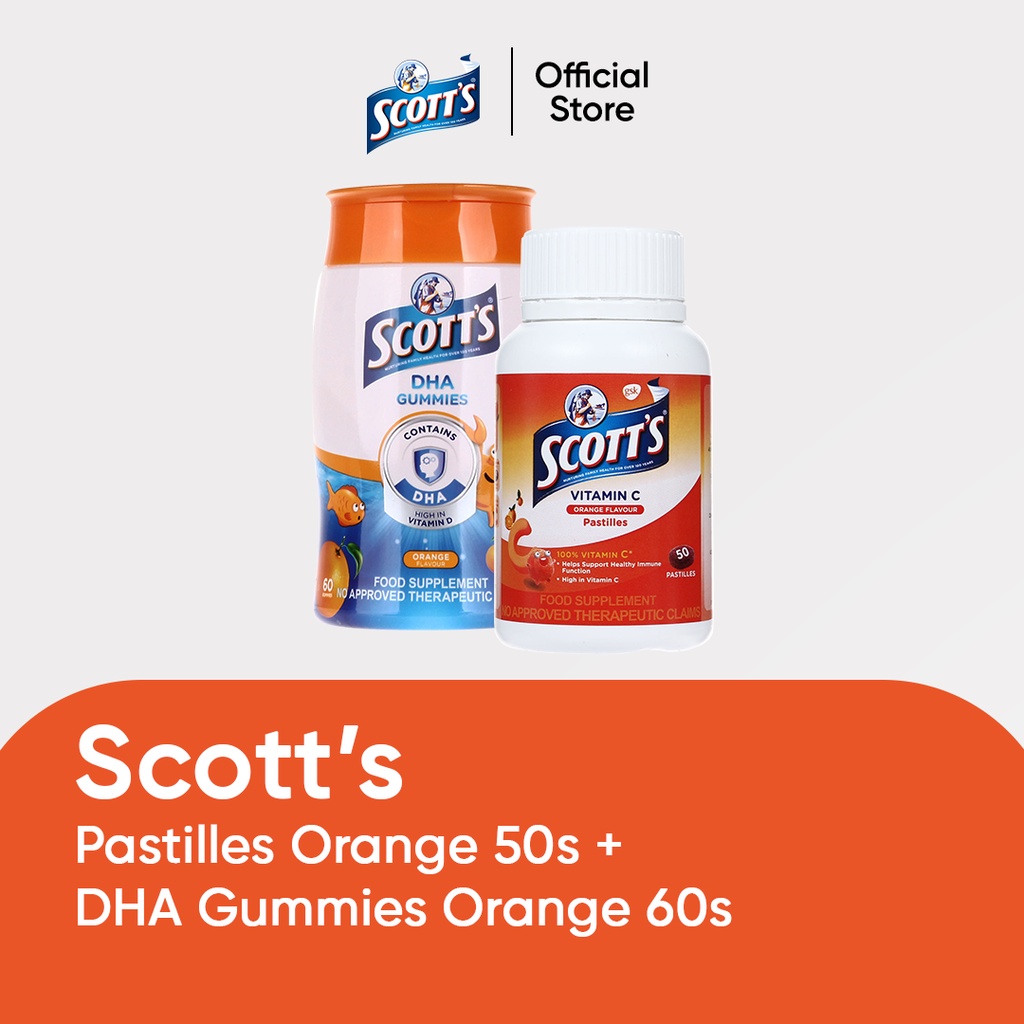 Scott's 100 Vitamin C Pastilles Orange 50s + Omega3 DHA Gummies