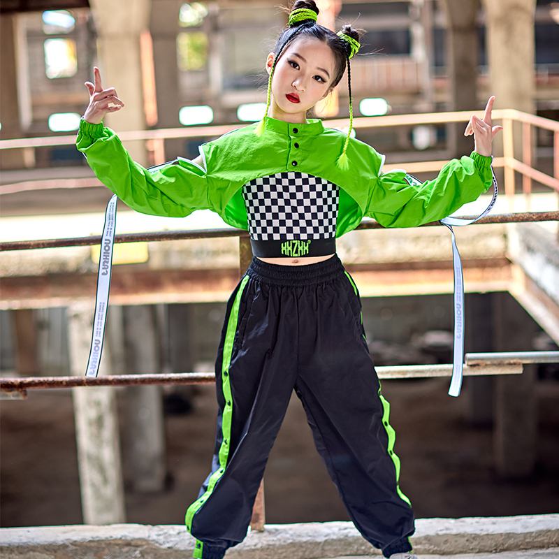 Kpop Jazz Dance Clothes For Girls Crop Tops Black Hip Hop Pants