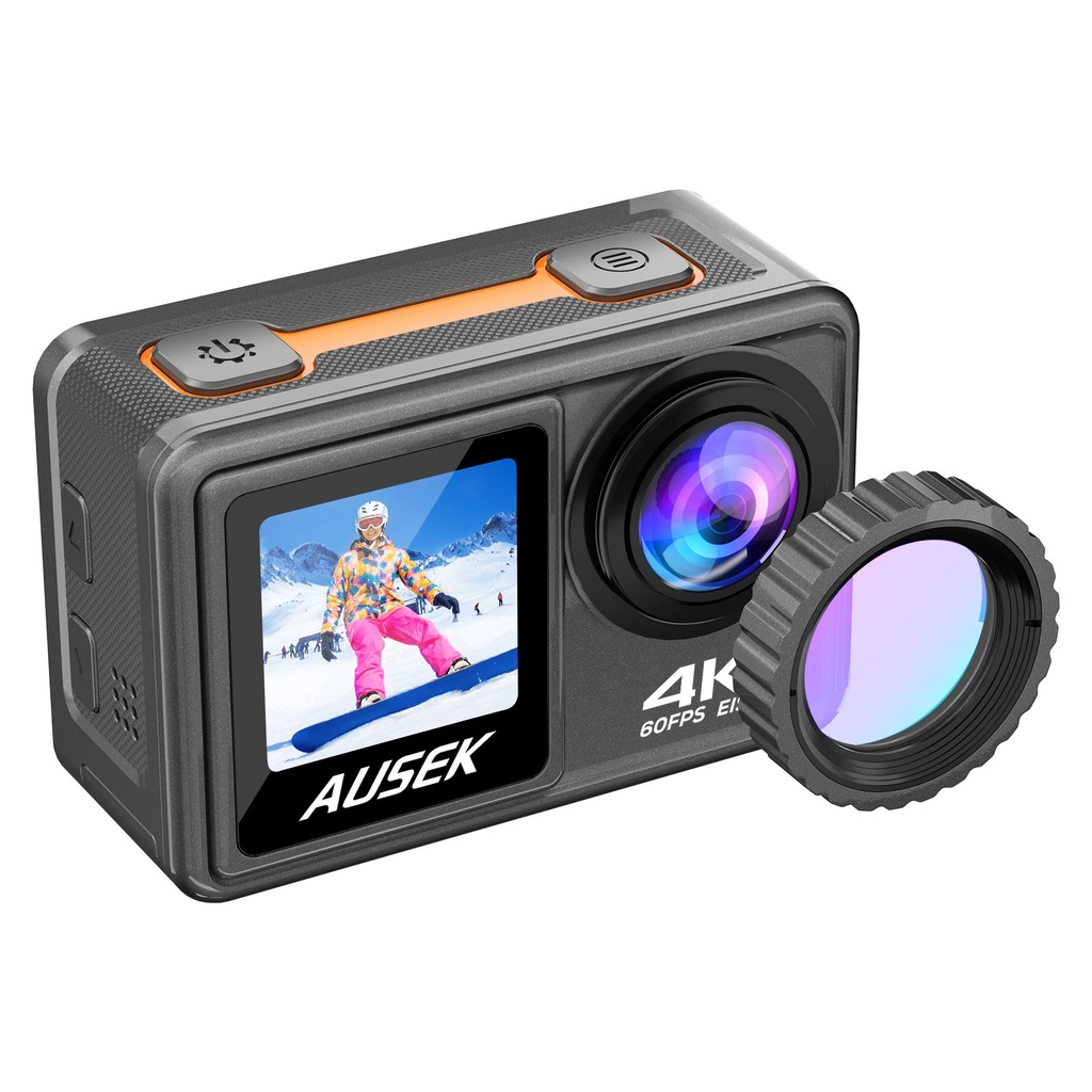New launch 4K 60fps action camera replaceable 6 lens EIS dual screen ...