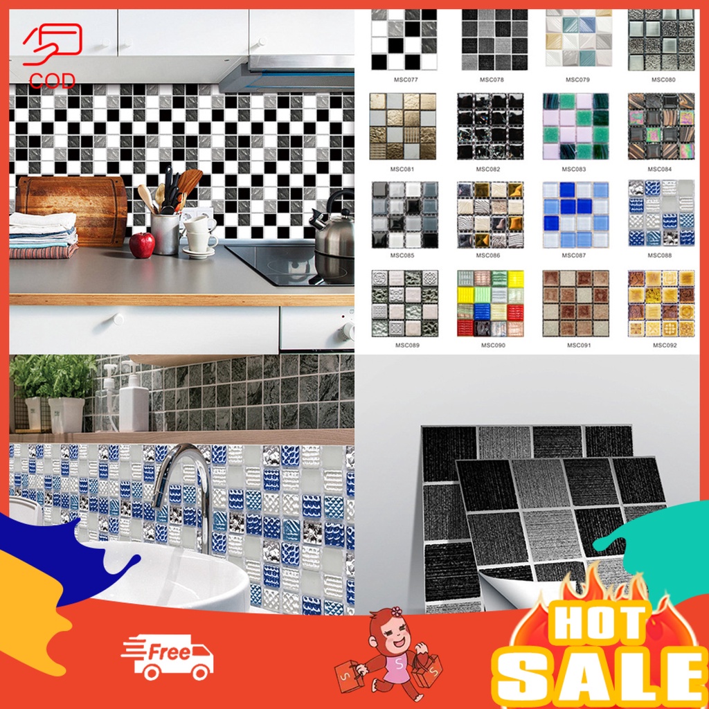 10Pcs/Set Waterproof Tile Sticker Strong Stickness PVC 3D DIY Self ...