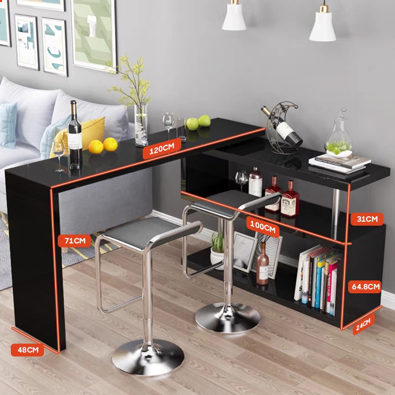 COD Computer Table Study desk 3-layer bookshelf 360°rotating bookshelf ...