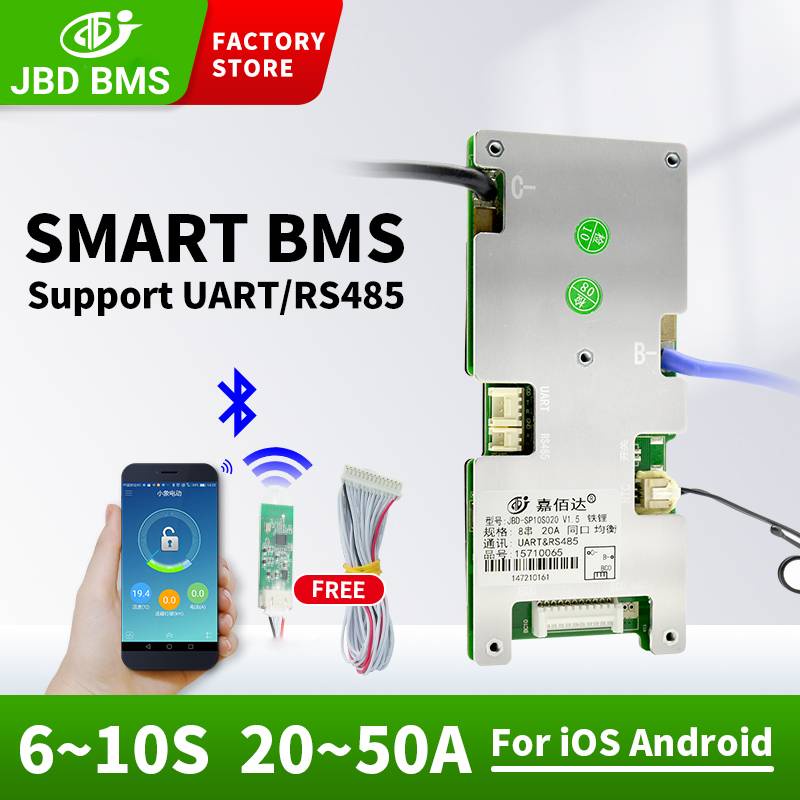 JBD Smart BMS 6S 7S 8S 10S 24V 36V 20A 30A 40A 50A Lifepo4 Li ion ...