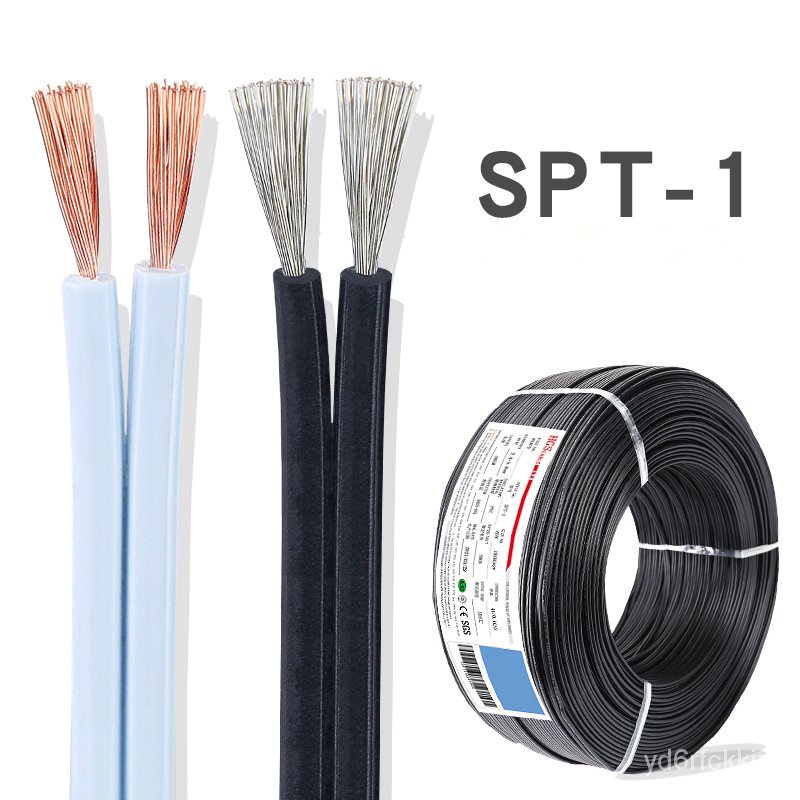 1 Meter SPT1 DC Power Cord 20 18 16 14 12 10 8 AWG Parallel Lines Black/White Double Parallel