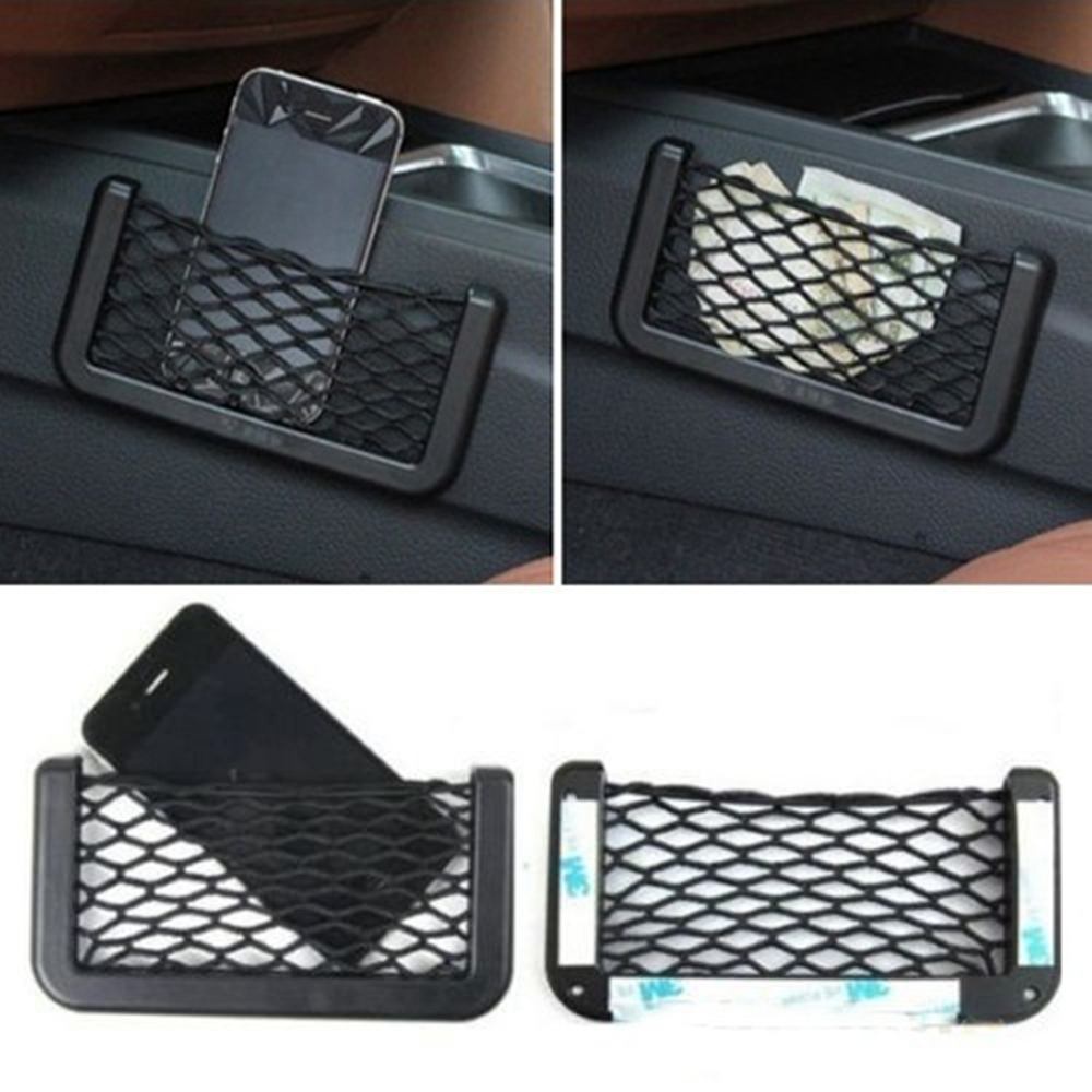 Universal Car Seat Side Back Storage Net Bag Phone Holder Pocket 