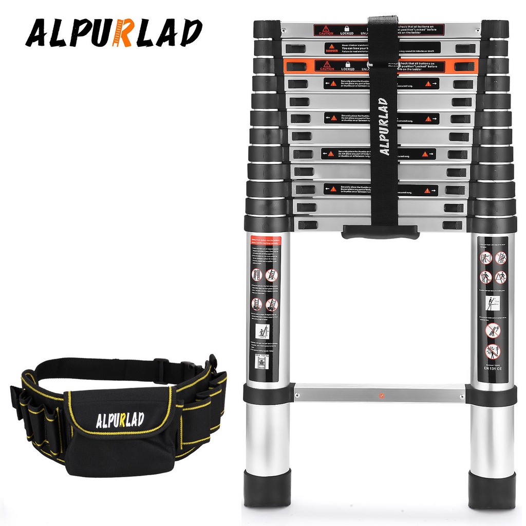 ALPURLAD 12.5FT/3.8m Folding Ladder Aluminum Stairs Ladder For Home ...