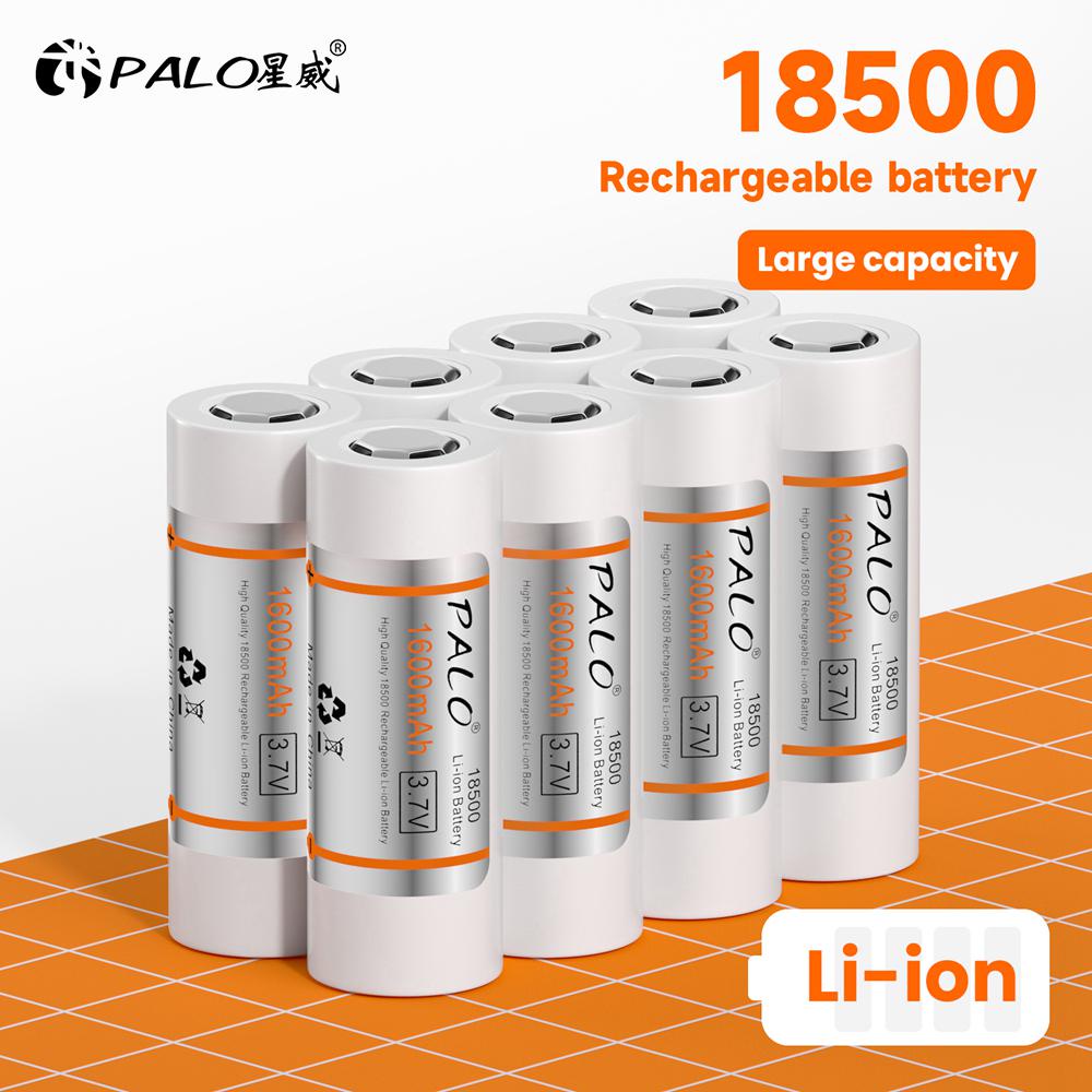 Palo 18500 1600mah Rechargeable Li Ion Battery 37v 18500 Lithium Ion Rechargeable Batteries For 9866