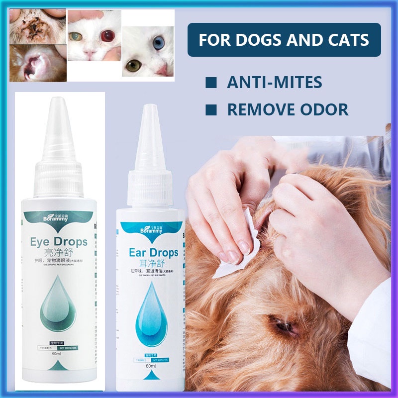 ☫Pet Ear Mites Cleaner Odor Removal Ear Drops Dog Cat Eye Drops