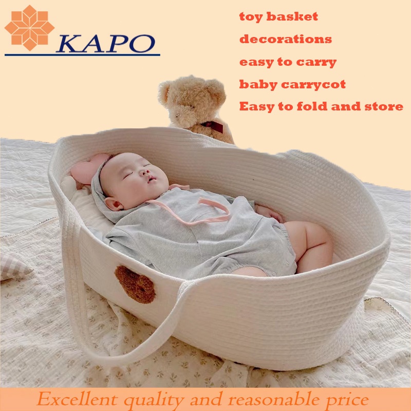 ∏KAPO Portable Cotton Rope Woven Baby Moses Basket for Newborns