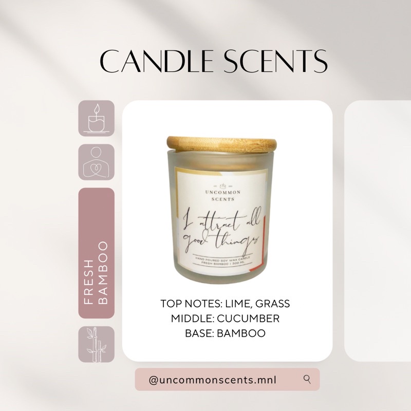 ℡Fresh Bamboo Scented Candle with Dried Flowers 300ml Shopee Philippines