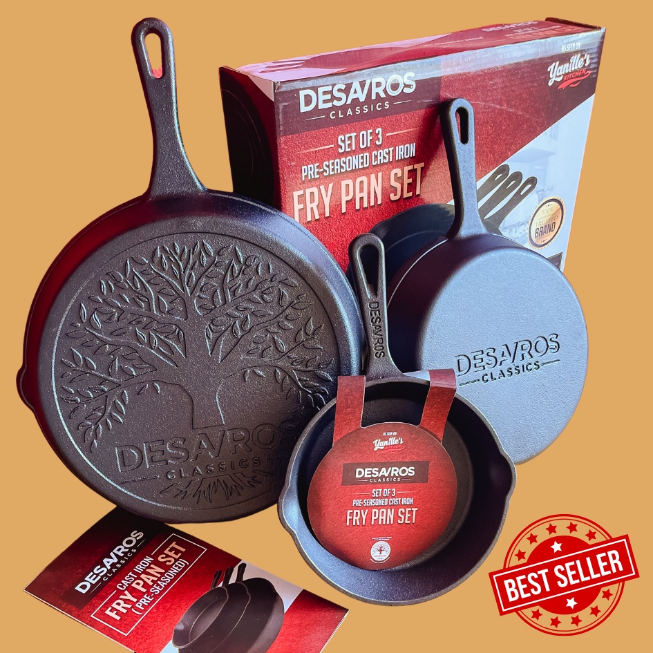 Desavros Pre Seasoned Cast Iron Pan (Set of 3) Shopee Philippines