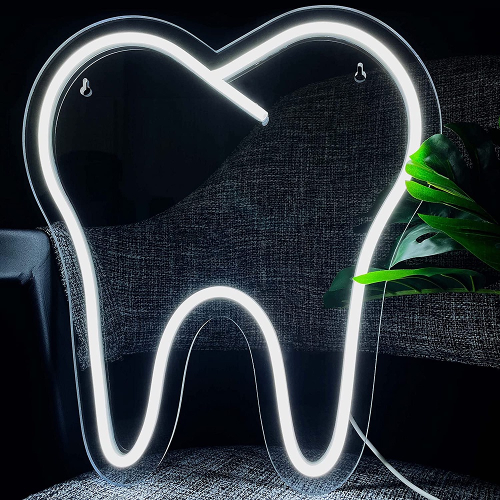 Tooth Neon Sign Teeth Sign LED Neon Light Sign Dental Office Decor Wall ...