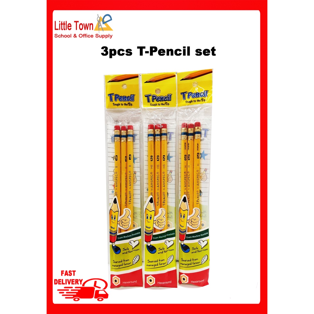 Grade School 3pcs T Pencil Set Hexaround pencil | Shopee Philippines