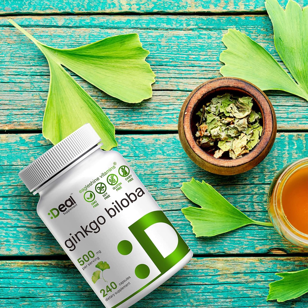 Ginkgo Biloba 120mg / 500mg 240capsules for Brain Memory Concentration Depression Anxiety Gingko