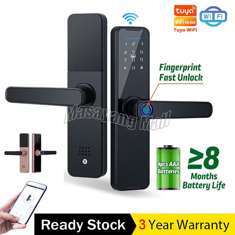 TUYA WIFI Smart Lock Fingerprint Door lock 6 in 1 Electronic Biometric ...