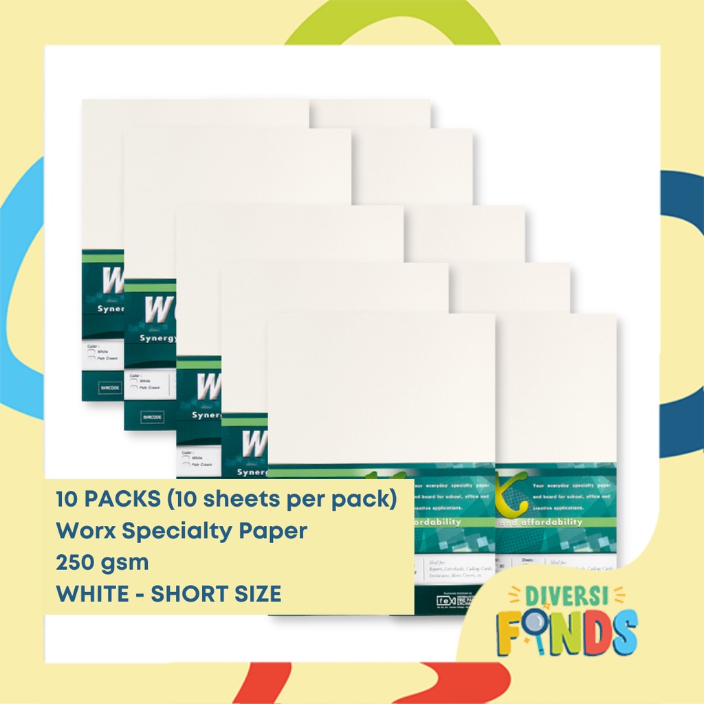 10 PACKS Worx Specialty / Board Certificate Paper 250gsm White Short 10 ...