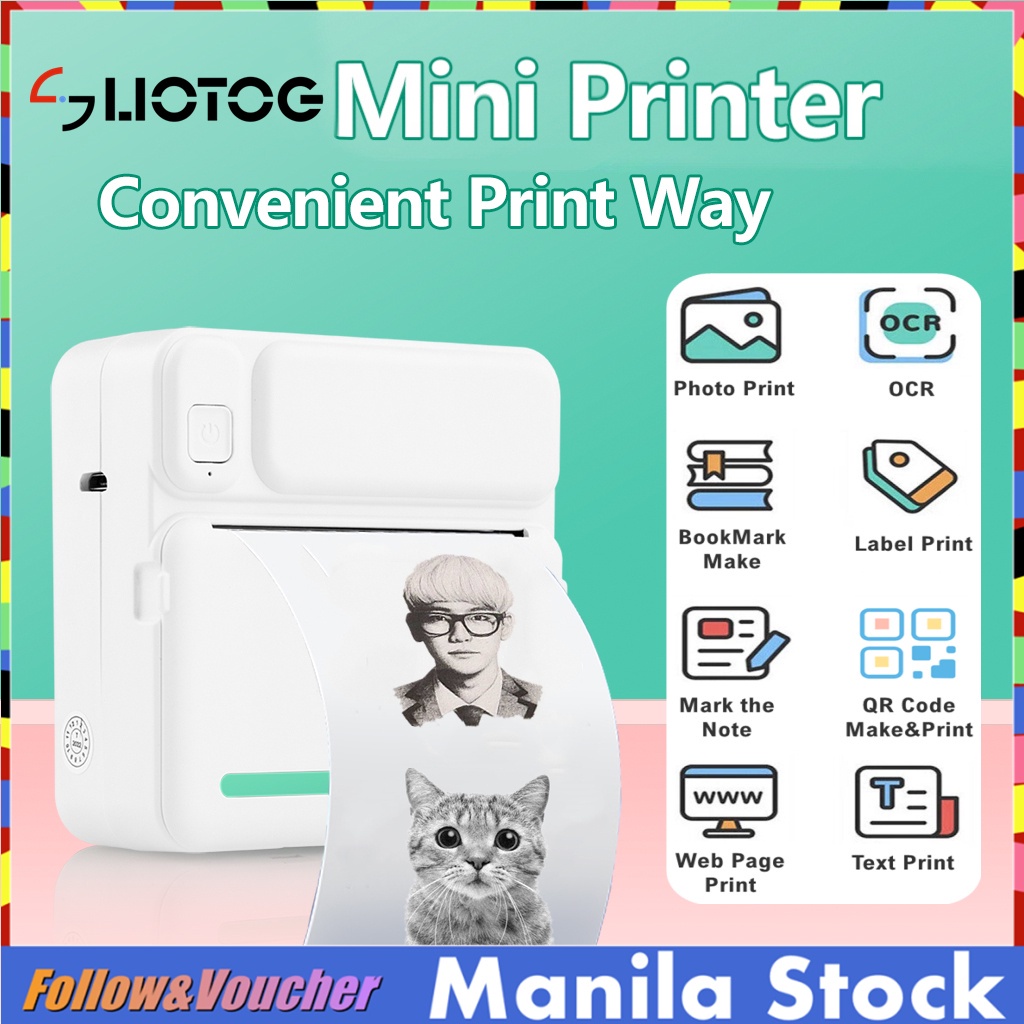 LIOTOG C19 Bluetooth Thermal Printer Photo Printer Mini Printer Paper