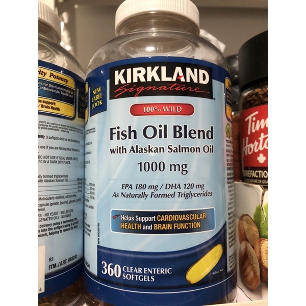 KIRKLAND FISH OIL BLEND WITH ALASKAN SALMON OIL 1000mg BBD AUG 2023