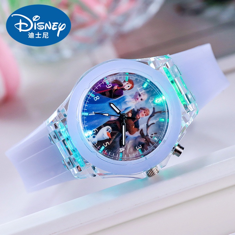 5WAJ Disney Original Frozen Elsa Anna Princess Girl Kid Cartoon Quartz Wristwatch Children