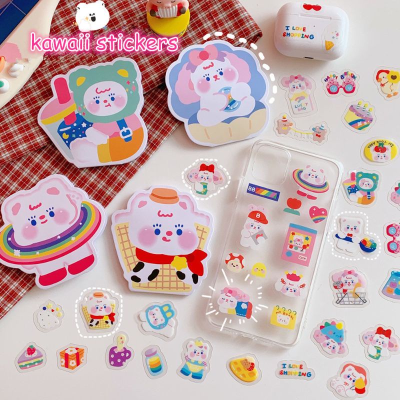 Cute 48pcs/Pack Kawaii Bear Scrapbooking Stickers Decorative Sticker ...