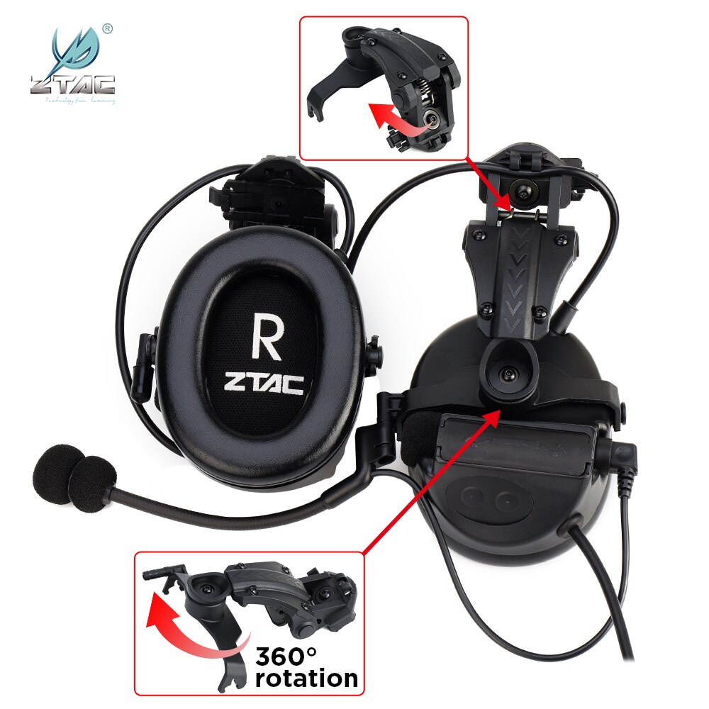 rjTB Z-TAC Tactical Helmet Headset Pelto Comta II Military Noise ...