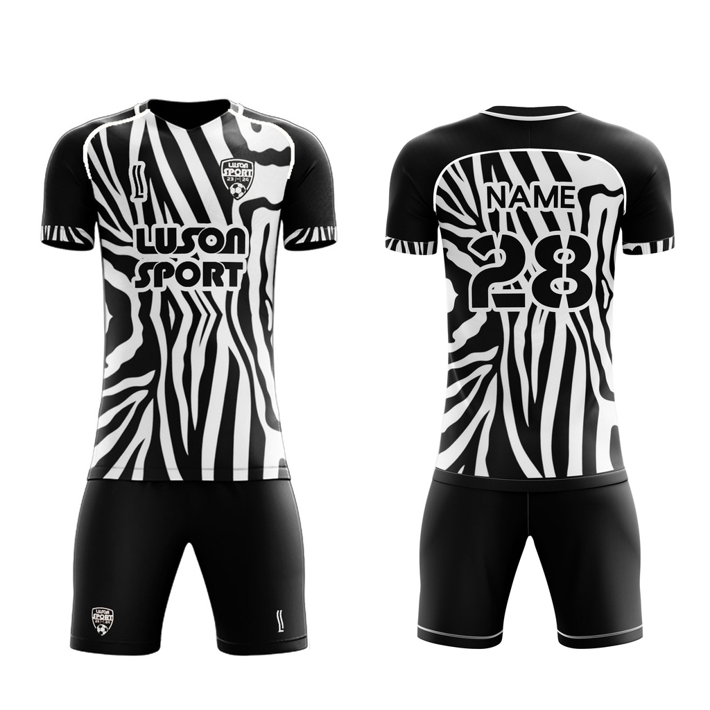 Luson Custom Design Cool Black And White Soccer Jersey Kits Football