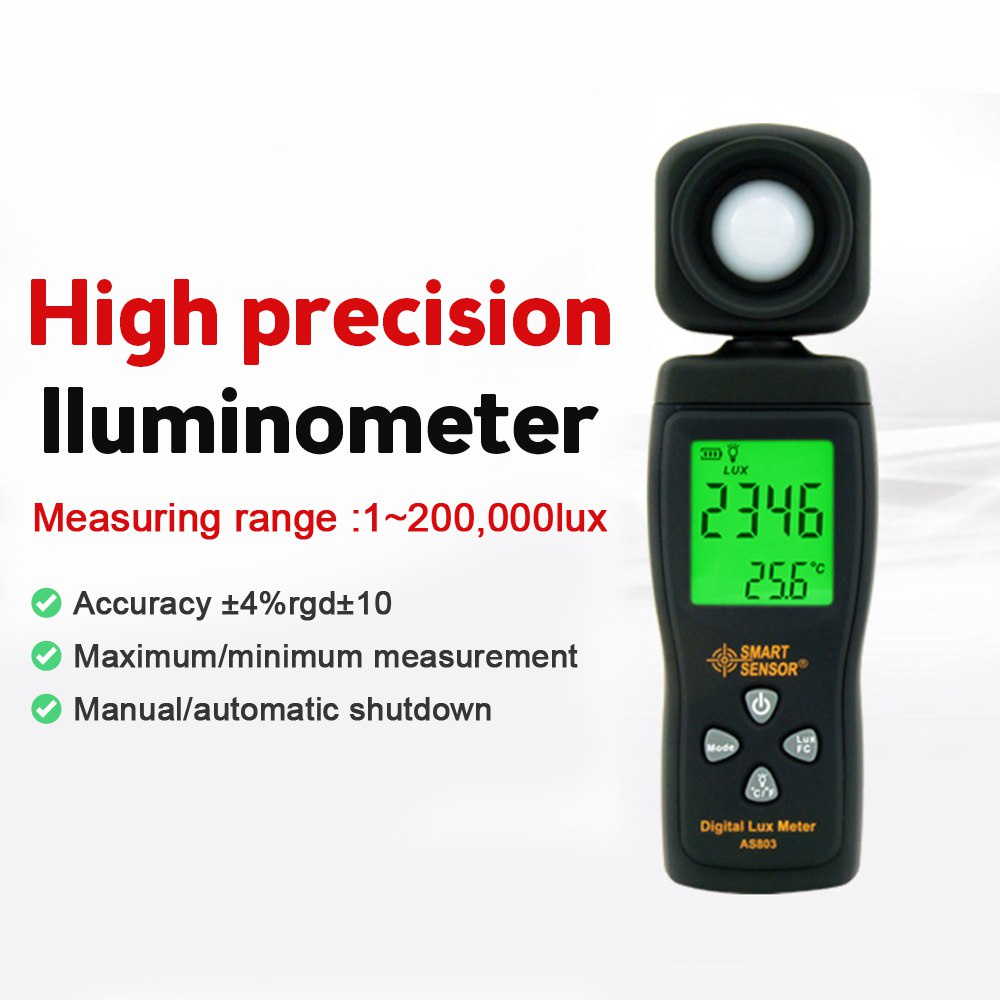 AS803 Handheld Digital Lux Meter Luminance Tester Light Meter 1200000