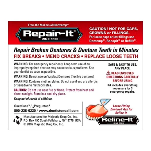 Dentemp RepairIt Advanced Formula Denture Repair Kit, 3 Repairs POUQ