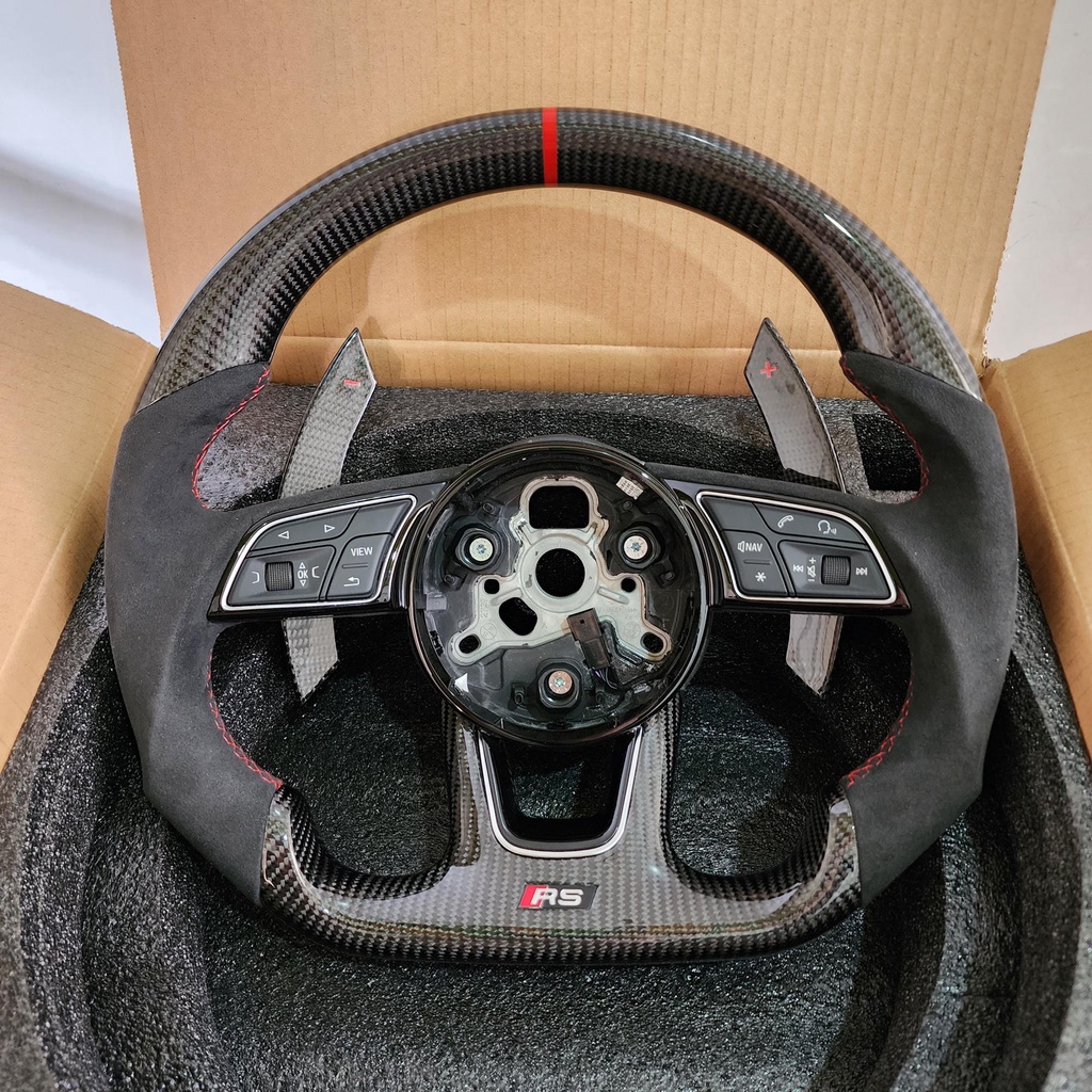 Carbon Fiber Alcantara Steering Wheel Red Stitching With Paddle ...